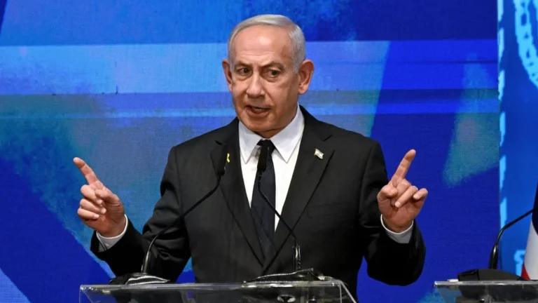 Benjamin Netanyahu, primer ministro de Israel, durante una declaración pública.