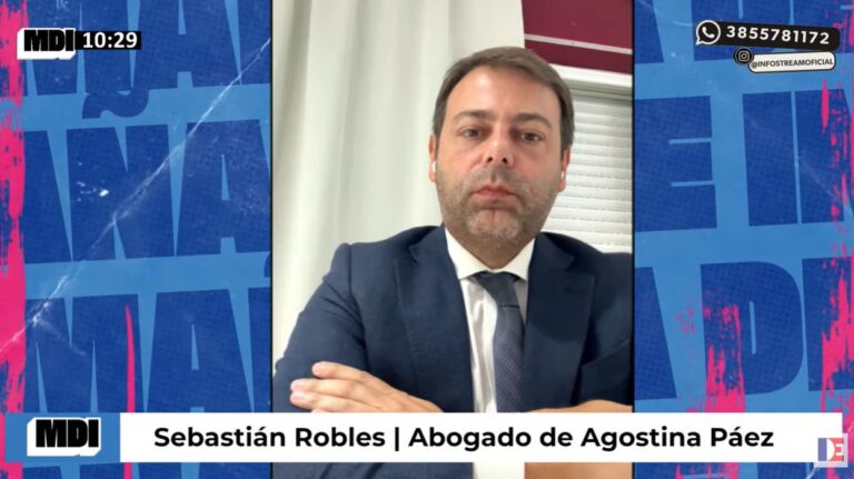 Sebastián Robles, abogado de Agostina Páez, durante una entrevista.