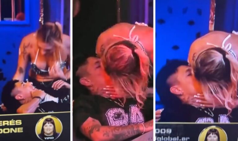 Momento del beso entre Brian Sarmiento y Danelik en el set de Gran Hermano