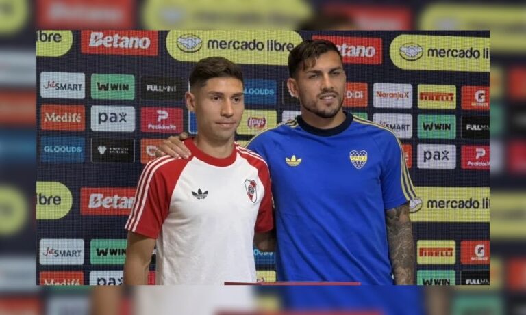 Gonzalo Montiel, lateral de River Plate, en una conferencia de prensa.