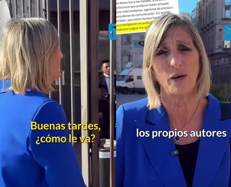 Liliana Franco, periodista de Ámbito Financiero, frente a la Casa Rosada