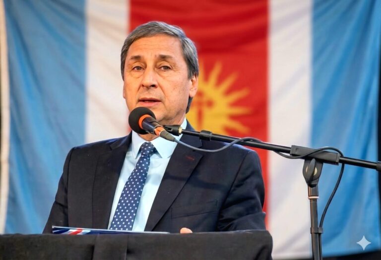 Vicegobernador Carlos Silva Neder durante su discurso por el 206° aniversario de la Autonomía Provincial