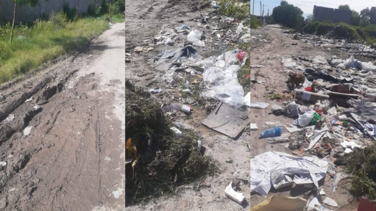 Calle sin cordón cuneta en el barrio América del Sur, Santiago del Estero